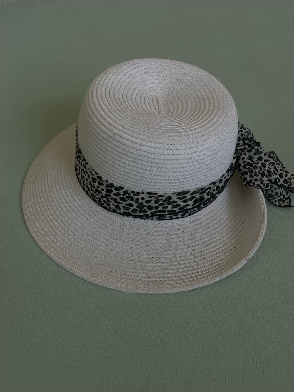 HBY Miami Sun Hat with Leopard-Print Scarf